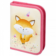 пенал пифагор, 1 отделение, 1 откидная планка, полиэстер, 19х13 см, "smiling fox", 271014