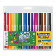 фломастеры 18цв. centropen "washable", смываемые, 7 7790 1885
