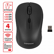 мышь беспроводная sonnen v-111, usb, 800/1200/1600 dpi, 4 кнопки, оптическая, черная, 513518