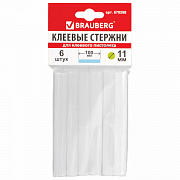 клеевые стержни brauberg 11мм*10см 06шт/уп, белые 670298