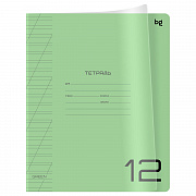 тетрадь 12л. косая линия bg "unitone. green", пластиковая обложка, зеленая