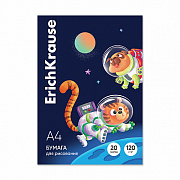 бумага для рисования в картонной папке erichkrause space animals, а4 20 листов