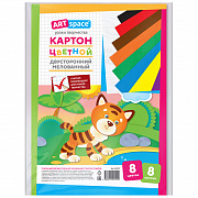 картон цветной двусторонний а4 08цв.08л. artspace мелованный, в пакете 264192