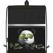 сумка для сменной обуви lamark "panda", 33x42 см, на шнур, светоот., лента, ручка-петля