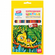 карандаши цветные artspace "милые зверушки", 36цв., картон