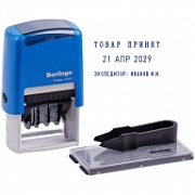 датер самонаборный berlingo "printer 8755", пластик, 2стр. + дата 4мм, 1 касса, русский, блистер