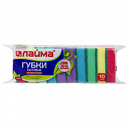 губки бытовые maxi, 27х96х64 мм, комплект 10 шт., поролон/абразив, для посуды/уборки, laima, к0003, 