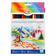 карандаши акварельные гамма "классические", 18цв., шестигранные, с кистью, картон. упак., 