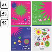 тетрадь 48л. а5 клетка bg "crazy neon", неоновая краска