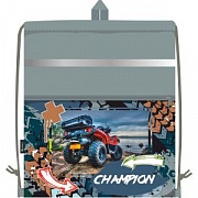сумка для сменной обуви lamark "champion", 41x48 см, на шнур, светоот., лента, ручка-петля