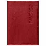 обложка для паспорта натуральная кожа галант, "passport", красная, brauberg, 237178