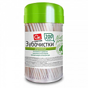 зубочистки деревянные комплект 200 шт., в диспенсере, grifon, 400-003