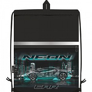 сумка для сменной обуви lamark "neon car", 33x42 см, на шнур, светоот., лента, ручка-петля
