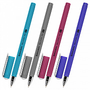 ручка шариковая brauberg soft touch stick "metallic", синяя, мягкое покрытие, корпус ассорти, узел 0