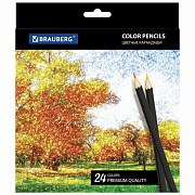 карандаши 24цв. brauberg "artist line", черный корпус, заточенные, высшее качество, 180565