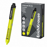 текстовыделитель автоматический erichkrause visioline rv-70 clicky neon, цвет чернил желтый