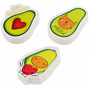 набор ластиков meshu "avocado" 3шт., фигурный, термопластичная резина, 40*30*13мм, пакет, европодвес