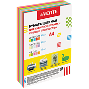 бумага цветная devente, ассорти, 15 цв., ( 5 интен., 5 пастел., 5 неон.), 75 г/м² и 80 г/м², 90 л.