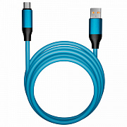 кабель bold usb – type-c, 1 м, 3 а, smartbuy, для быстрой зарядки и передачи данных, толстый, синий,
