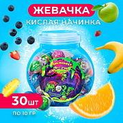 жевательная резинка с кислой начинкой "дуй пузырь! шарики мозг" 10 г 10386207