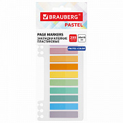 закладки клейкие пастельные brauberg pastel, пластиковые, 45х10 мм, 10 цветов х 20 листов, 115579