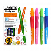 ручка обучающая для левши devente study pen, узел 0,7 мм, каучуковый держатель, чернила синие на мас
