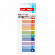 закладки пластиковые 44*12 10цв*10л brauberg на пласт. линейке 112428