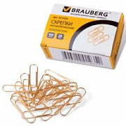скрепки 28мм золотые brauberg 221529 100шт/к-уп