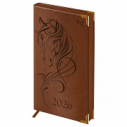 еженедельник датированный 2026г., 90*165, 64л., твердый переплет, кожзам, bg "horse. bourbon", ярко-