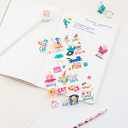 наклейки пвх meshu "cat lover", 10*21см, 23 наклейки, инд. уп., европодвес