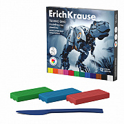 пластилин 12цв.192гр. erichkrause techno dino +стек