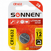 sonnen lithium cr1632, "таблетка, дисковая, кнопочная", 1 шт., блистер, 457138