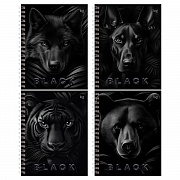 тетрадь на гребне 96л. a5 клетка bg "just black", soft-touch ламинация, выб.лак