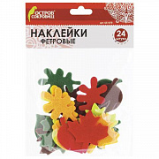 наклейки из фетра "листья", 24 шт., ассорти, остров сокровищ, 661479