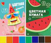 бумага цветная двусторонняя а4 08цв.16л. lamark "вкусняшки", немелованная, на скобе