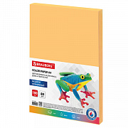 бумага цветная brauberg, а4, 80 г/м2, 100 л., медиум, оранжевая, для офисной техники, 112457