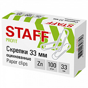 скрепки 33мм оцинкованные staff 100шт/к-уп 270445