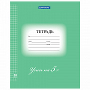 тетрадь 18л. клетка brauberg эко "5-ка" обложка плотная мелованная бумага, зеленая, 402987
