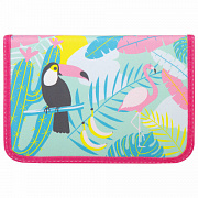 пенал пифагор, 1 отделение, 1 откидная планка, ткань, 20х14 см, toucan, 229209