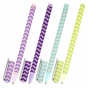 ручка шариковая brauberg soft touch stick "geometric", синяя, мягкое покрытие, корпус ассорти, узел 