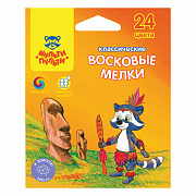 мелки восковые мульти-пульти "енот на острове пасхи", 24цв., круглые, картон, европодвес
