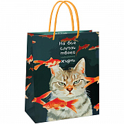 пакет подарочный 11*14*6,5см meshu "moody cat",  глянцевая ламинация
