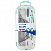 готовальня 09пр.brauberg school kit циркуль 125 мм, чертежные принадлежности, мятный цвет, 210716