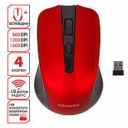 мышь беспроводная sonnen v99, usb, 1000/1200/1600 dpi, 4 кнопки, оптическая, красная, 513529