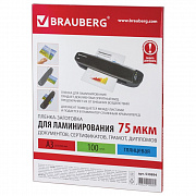 пленка а4 216*303 мм brauberg 75 мкм, 100 шт/уп