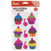 наклейки из фетра "пирожные", 9 шт., ассорти, остров сокровищ, 661480