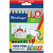фломастеры 10цв. berlingo "замки" к/уп  + магнитная закладка