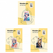 значок деревяный meshu "girls with ears", каширование