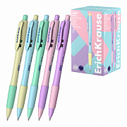 ручка шариковая авт. erichkrause joy® matic&grip pastel 0.7, super glide technology, синий 55394