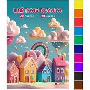 бумага цветная а4 20 л.10 цв. lamark сказочные домики, в папке,немелов.